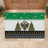 United Arab Emirates Christmas Rubber Doormat with Falcon Tree Design Snowflake Pattern and National Emblem - undefined