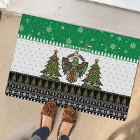 United Arab Emirates Christmas Rubber Doormat with Falcon Tree Design Snowflake Pattern and National Emblem - undefined