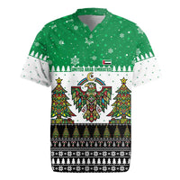 United Arab Emirates Christmas Rugby Jersey with Falcon Tree Design Snowflake Pattern and National Emblem - Wonder Print Shop