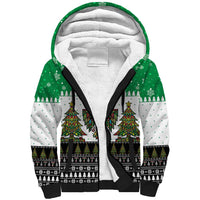 United Arab Emirates Christmas Sherpa Hoodie with Falcon Tree Design Snowflake Pattern and National Emblem - Wonder Print Shop