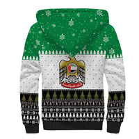 United Arab Emirates Christmas Sherpa Hoodie with Falcon Tree Design Snowflake Pattern and National Emblem - Wonder Print Shop