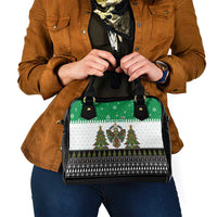 United Arab Emirates Christmas Shoulder Handbag with Falcon Tree Design Snowflake Pattern and National Emblem - Wonder Print Shop