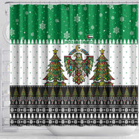 United Arab Emirates Christmas Shower Curtain with Falcon Tree Design Snowflake Pattern and National Emblem - Wonder Print Shop