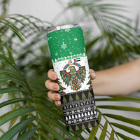 United Arab Emirates Christmas Skinny Tumbler with Falcon Tree Design Snowflake Pattern and National Emblem - Wonder Print Shop