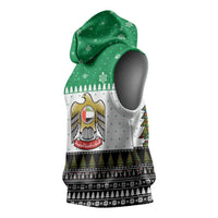 United Arab Emirates Christmas Sleeveless Hoodie with Falcon Tree Design Snowflake Pattern and National Emblem - Wonder Print Shop