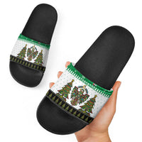 United Arab Emirates Christmas Slide Sandals with Falcon Tree Design Snowflake Pattern and National Emblem - Wonder Print Shop