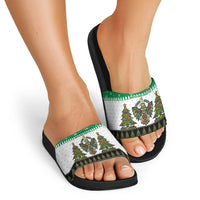 United Arab Emirates Christmas Slide Sandals with Falcon Tree Design Snowflake Pattern and National Emblem - Wonder Print Shop