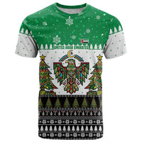 United Arab Emirates Christmas T Shirt with Falcon Tree Design Snowflake Pattern and National Emblem - Wonder Print Shop