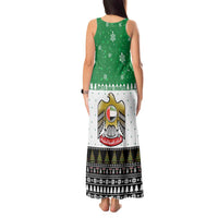United Arab Emirates Christmas Tank Maxi Dress with Falcon Tree Design Snowflake Pattern and National Emblem - Wonder Print Shop