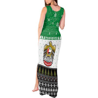 United Arab Emirates Christmas Tank Maxi Dress with Falcon Tree Design Snowflake Pattern and National Emblem - Wonder Print Shop