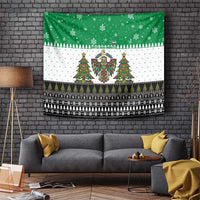 United Arab Emirates Christmas Tapestry with Falcon Tree Design Snowflake Pattern and National Emblem - Wonder Print Shop