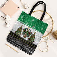 United Arab Emirates Christmas Tote Bag with Falcon Tree Design Snowflake Pattern and National Emblem - Wonder Print Shop