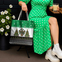 United Arab Emirates Christmas Tote Bag with Falcon Tree Design Snowflake Pattern and National Emblem - Wonder Print Shop