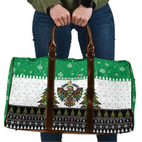 United Arab Emirates Christmas Travel Bag with Falcon Tree Design Snowflake Pattern and National Emblem - Wonder Print Shop