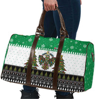 United Arab Emirates Christmas Travel Bag with Falcon Tree Design Snowflake Pattern and National Emblem - Wonder Print Shop