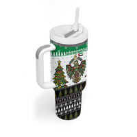 United Arab Emirates Christmas Tumbler With Handle with Falcon Tree Design Snowflake Pattern and National Emblem - Wonder Print Shop