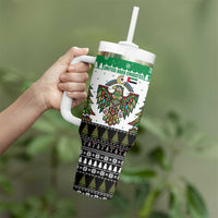 United Arab Emirates Christmas Tumbler With Handle with Falcon Tree Design Snowflake Pattern and National Emblem - Wonder Print Shop