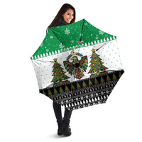United Arab Emirates Christmas Umbrella with Falcon Tree Design Snowflake Pattern and National Emblem - Wonder Print Shop