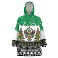 United Arab Emirates Christmas Wearable Blanket Hoodie with Falcon Tree Design Snowflake Pattern and National Emblem - Wonder Print Shop