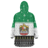United Arab Emirates Christmas Wearable Blanket Hoodie with Falcon Tree Design Snowflake Pattern and National Emblem - Wonder Print Shop
