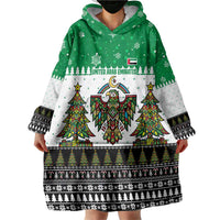 United Arab Emirates Christmas Wearable Blanket Hoodie with Falcon Tree Design Snowflake Pattern and National Emblem - Wonder Print Shop