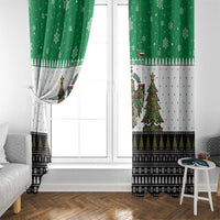 United Arab Emirates Christmas Window Curtain with Falcon Tree Design Snowflake Pattern and National Emblem - Wonder Print Shop