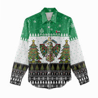 United Arab Emirates Christmas Women Casual Shirt with Falcon Tree Design Snowflake Pattern and National Emblem - Wonder Print Shop