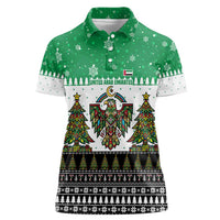 United Arab Emirates Christmas Women Polo Shirt with Falcon Tree Design Snowflake Pattern and National Emblem - Wonder Print Shop