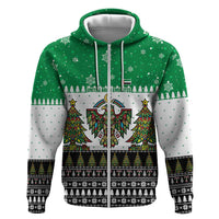 United Arab Emirates Christmas Zip Hoodie with Falcon Tree Design Snowflake Pattern and National Emblem - Wonder Print Shop