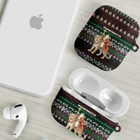 United Arab Emirates Christmas AirPods Case with Santa Riding Cheetah Black Snowflake Pattern and Palm Tree - Wonder Print Shop