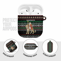 United Arab Emirates Christmas AirPods Case with Santa Riding Cheetah Black Snowflake Pattern and Palm Tree - Wonder Print Shop