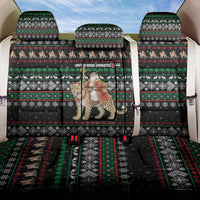 United Arab Emirates Christmas Back Car Seat Cover with Santa Riding Cheetah Black Snowflake Pattern and Palm Tree - Wonder Print Shop