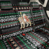 United Arab Emirates Christmas Back Car Seat Cover with Santa Riding Cheetah Black Snowflake Pattern and Palm Tree - Wonder Print Shop