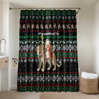 United Arab Emirates Christmas Bathroom Set with Santa Riding Cheetah Black Snowflake Pattern and Palm Tree - Wonder Print Shop