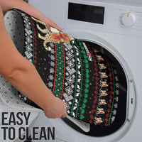 United Arab Emirates Christmas Bathroom Set with Santa Riding Cheetah Black Snowflake Pattern and Palm Tree - Wonder Print Shop