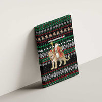 United Arab Emirates Christmas Canvas Wall Art with Santa Riding Cheetah Black Snowflake Pattern and Palm Tree - Wonder Print Shop