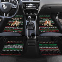 United Arab Emirates Christmas Car Mats with Santa Riding Cheetah Black Snowflake Pattern and Palm Tree - Wonder Print Shop