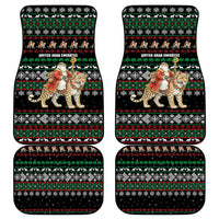 United Arab Emirates Christmas Car Mats with Santa Riding Cheetah Black Snowflake Pattern and Palm Tree - Wonder Print Shop