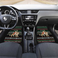 United Arab Emirates Christmas Car Mats with Santa Riding Cheetah Black Snowflake Pattern and Palm Tree - Wonder Print Shop