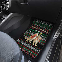 United Arab Emirates Christmas Car Mats with Santa Riding Cheetah Black Snowflake Pattern and Palm Tree - Wonder Print Shop
