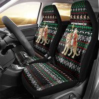United Arab Emirates Christmas Car Seat Cover with Santa Riding Cheetah Black Snowflake Pattern and Palm Tree - Wonder Print Shop