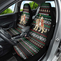 United Arab Emirates Christmas Car Seat Cover with Santa Riding Cheetah Black Snowflake Pattern and Palm Tree - Wonder Print Shop
