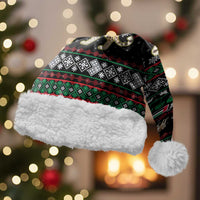 United Arab Emirates Christmas Santa Hat with Santa Riding Cheetah Black Snowflake Pattern and Palm Tree - Wonder Print Shop