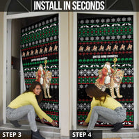 United Arab Emirates Christmas Door Cover with Santa Riding Cheetah Black Snowflake Pattern and Palm Tree - Wonder Print Shop