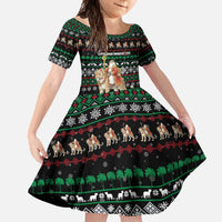 United Arab Emirates Christmas Family Matching Off Shoulder Maxi Dress and Hawaiian Shirt with Santa Riding Cheetah Black Snowflake Pattern and Palm Tree - Wonder Print Shop