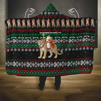 United Arab Emirates Christmas Hooded Blanket with Santa Riding Cheetah Black Snowflake Pattern and Palm Tree - Wonder Print Shop