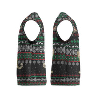 United Arab Emirates Christmas Knitted V-Neck Vest with Santa Riding Cheetah Black Snowflake Pattern and Palm Tree - Wonder Print Shop