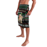 United Arab Emirates Christmas Lavalava with Santa Riding Cheetah Black Snowflake Pattern and Palm Tree - Wonder Print Shop