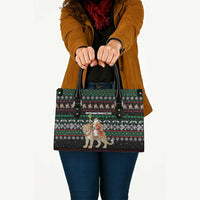 United Arab Emirates Christmas Leather Bag with Santa Riding Cheetah Black Snowflake Pattern and Palm Tree - Wonder Print Shop