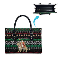 United Arab Emirates Christmas Leather Bag with Santa Riding Cheetah Black Snowflake Pattern and Palm Tree - Wonder Print Shop